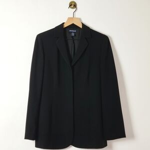 Ann Taylor Blazer Hidden Button Suit Jacket Black 10 Classic Capsule